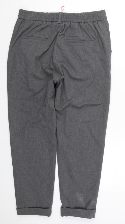 Back view of Savior women’s grey polyester trousers, size UK 14, 24-inch leg regular