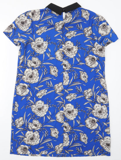 Atmosphere Womens Blue Floral Polyester Shift  Size 16  Collared Button