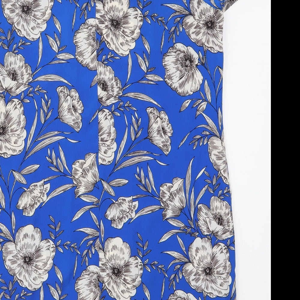 Atmosphere Womens Blue Floral Polyester Shift  Size 16  Collared Button