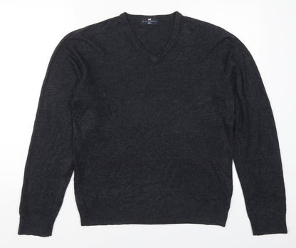 Marks and Spencer Mens Blue V-Neck  Acrylic Pullover Jumper Size M