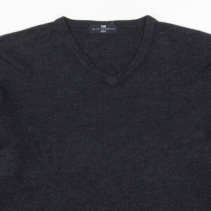 Marks and Spencer Mens Blue V-Neck  Acrylic Pullover Jumper Size M