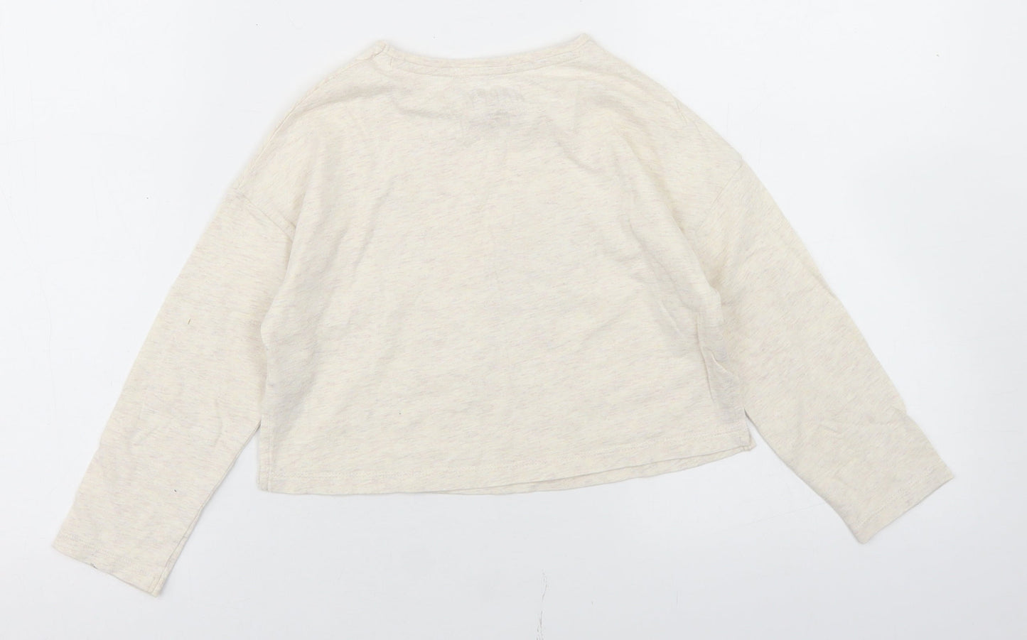 F&F Girls Beige  Cotton Basic T-Shirt Size 5-6 Years Crew Neck  - Heart