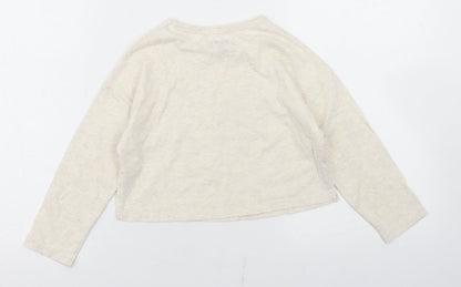 F&F Girls Beige  Cotton Basic T-Shirt Size 5-6 Years Crew Neck  - Heart