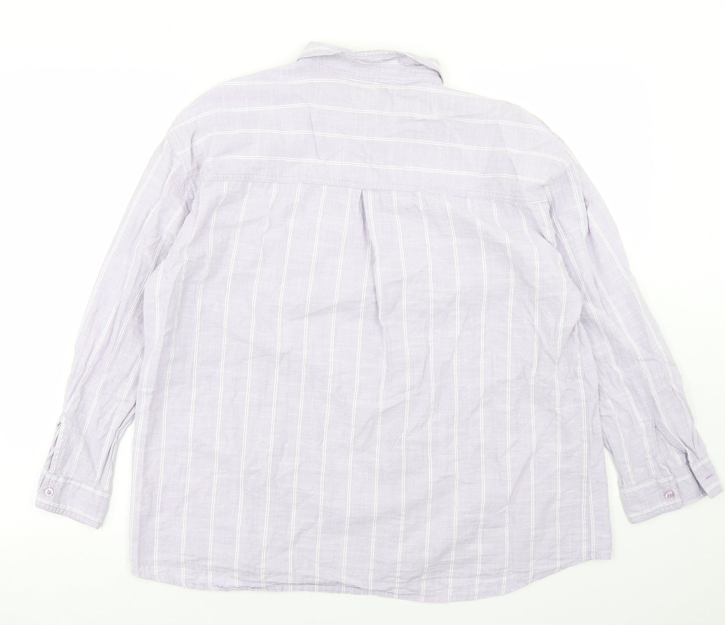 TU Womens Purple Striped Cotton Basic Button-Up Size 14 Collared