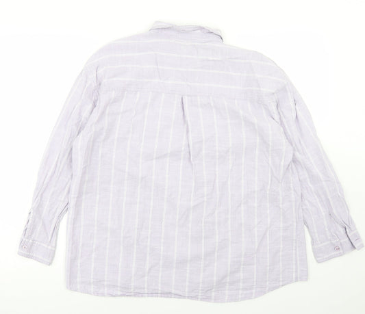 TU Womens Purple Striped Cotton Basic Button-Up Size 14 Collared