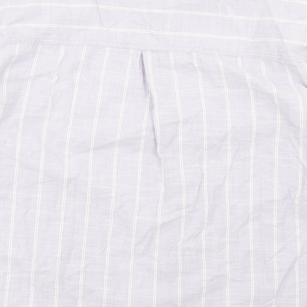 TU Womens Purple Striped Cotton Basic Button-Up Size 14 Collared