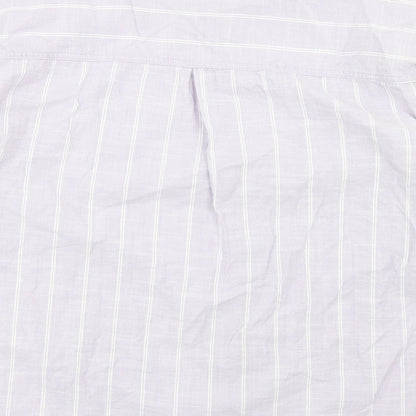 TU Womens Purple Striped Cotton Basic Button-Up Size 14 Collared