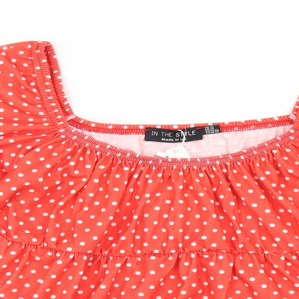 Womens UK Size 18 In the Style Red Cropped Blouse