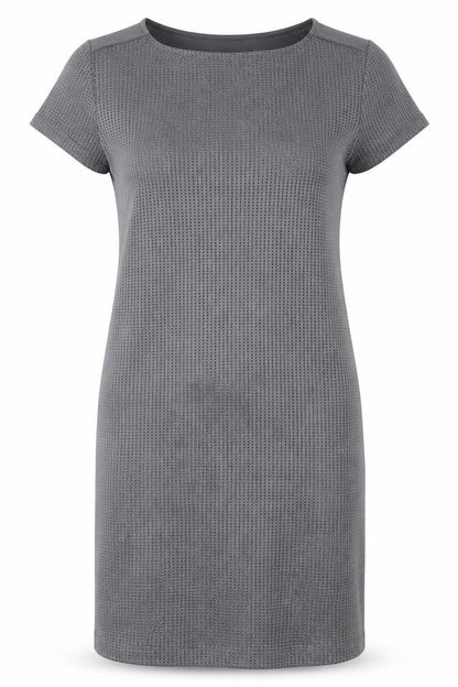 Front view of LERROS women’s grey viscose bodycon, size UK 10, crew neck