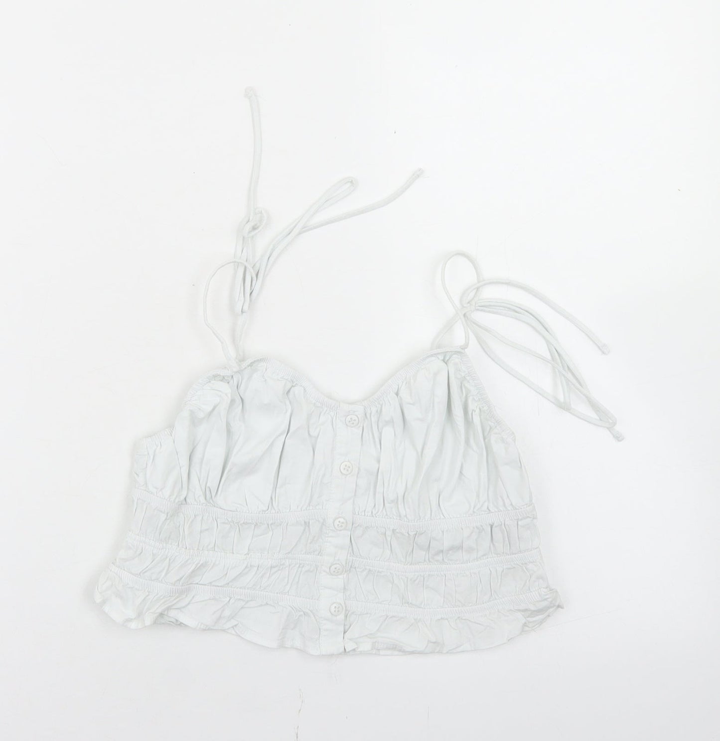 Bershka Womens White  Cotton Cropped T-Shirt Size L Round Neck