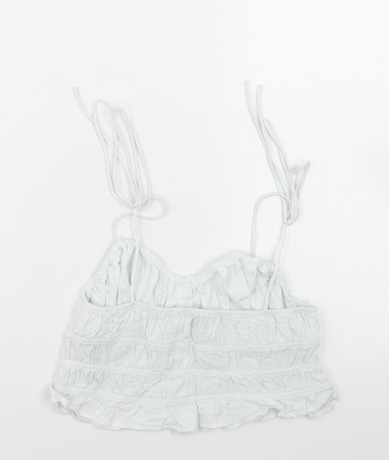 Bershka Womens White  Cotton Cropped T-Shirt Size L Round Neck