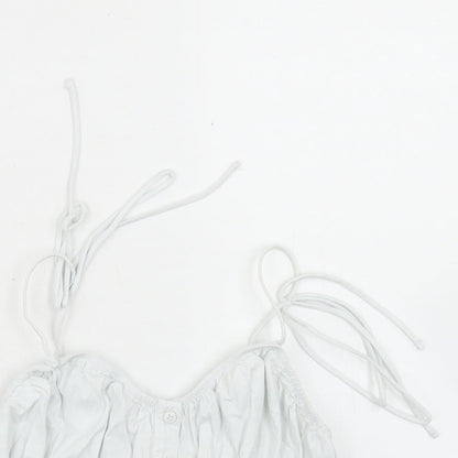 Bershka Womens White  Cotton Cropped T-Shirt Size L Round Neck