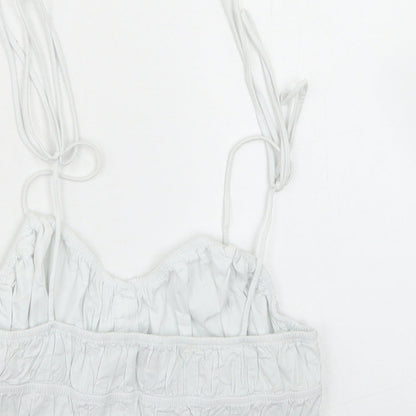 Bershka Womens White  Cotton Cropped T-Shirt Size L Round Neck