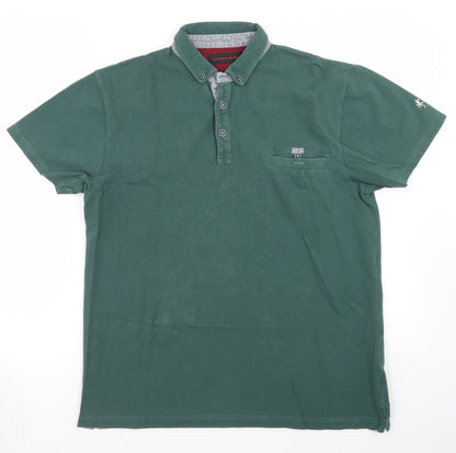 Lizard King Mens Green  Cotton  Polo Size M Collared Button