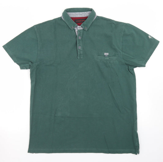 Lizard King Mens Green  Cotton  Polo Size M Collared Button