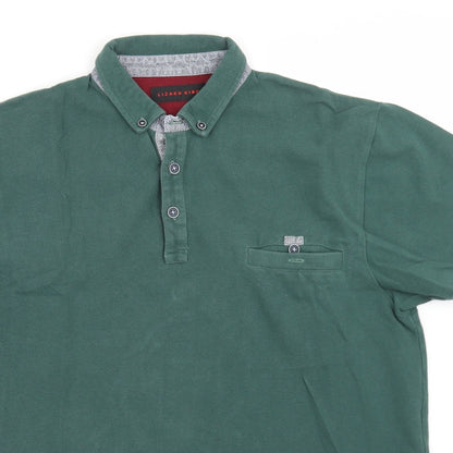 Lizard King Mens Green  Cotton  Polo Size M Collared Button