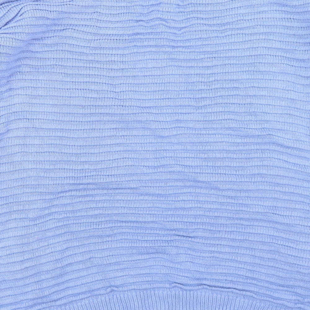 Papaya Womens Blue Round Neck  Acrylic Cardigan Jumper Size S