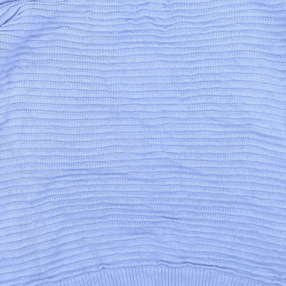 Papaya Womens Blue Round Neck  Acrylic Cardigan Jumper Size S