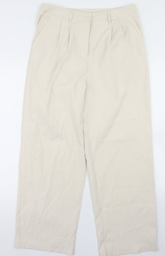 SheIn Womens Beige  Polyester Dress Pants Trousers Size XL L28 in Regular Button