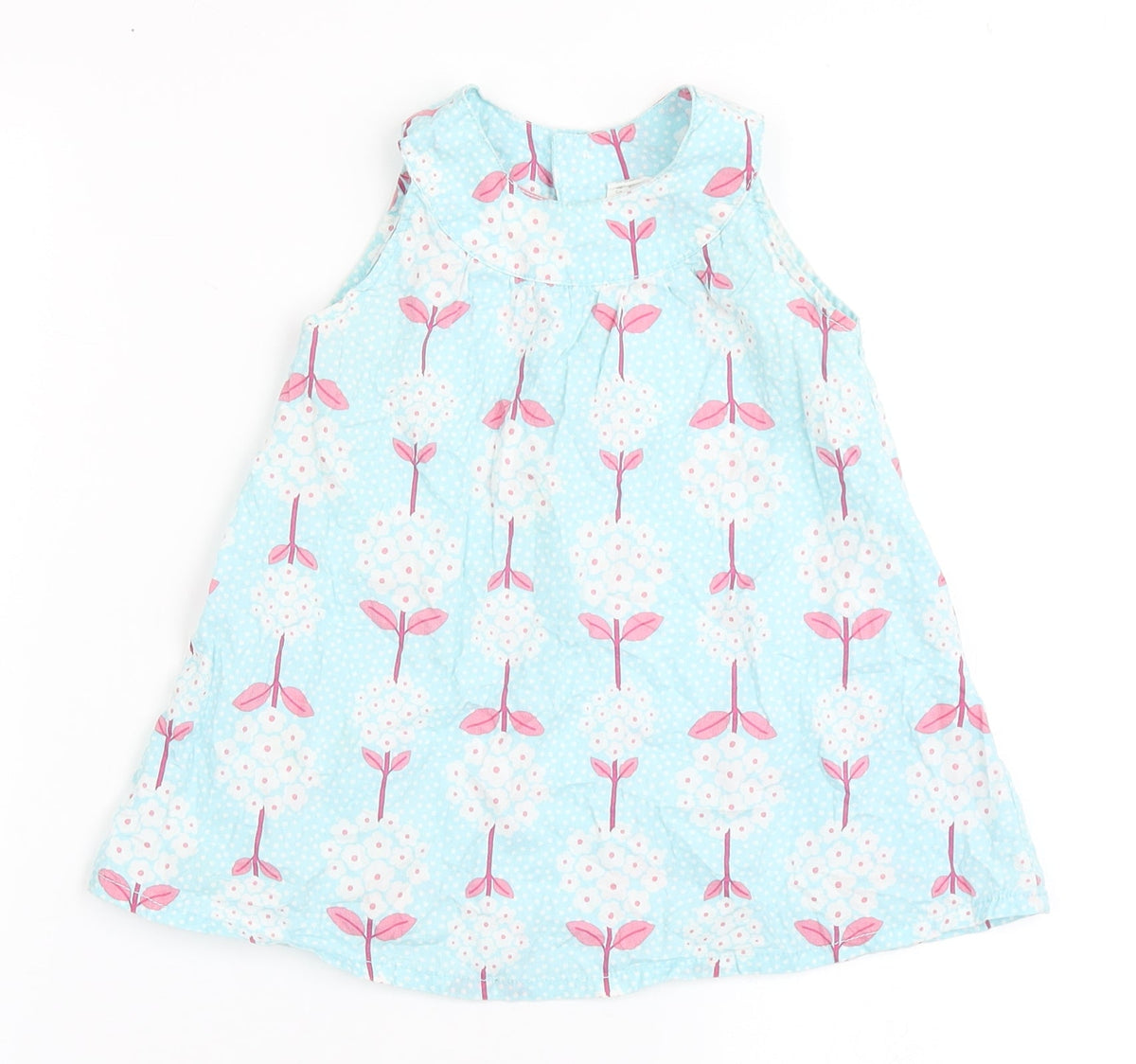 Additional front view of H&M girls’ blue 100% cotton basic blouse, size 9-12, months round neck pullover