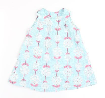 Additional front view of H&M girls’ blue 100% cotton basic blouse, size 9-12, months round neck pullover