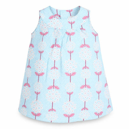 Front view of H&M girls’ blue 100% cotton basic blouse, size 9-12, months round neck pullover