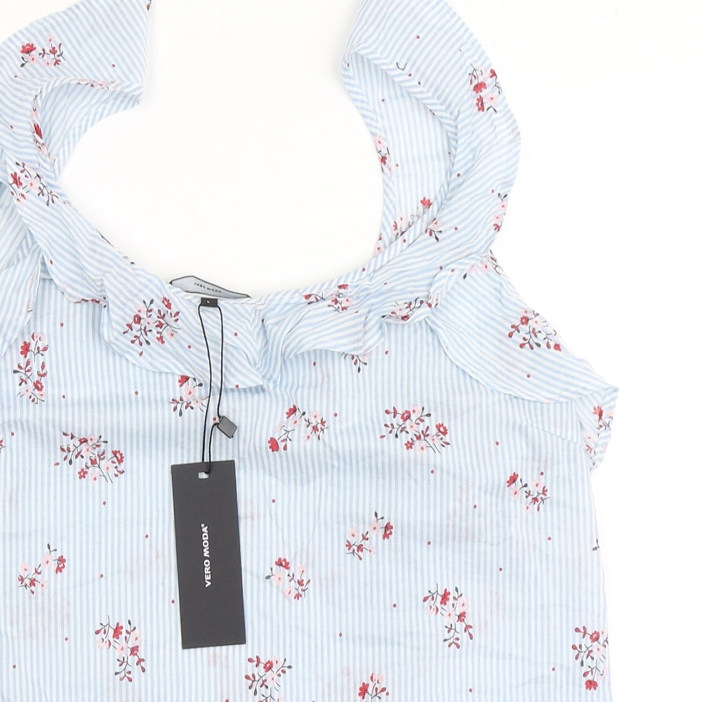 Womens UK Size L VERO MODA Blue Basic Blouse