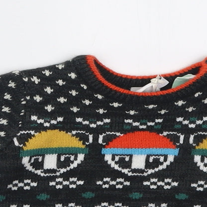 Mini Club Boys Grey Geometric Acrylic Pullover Jumper Size 0-3 Months  Button