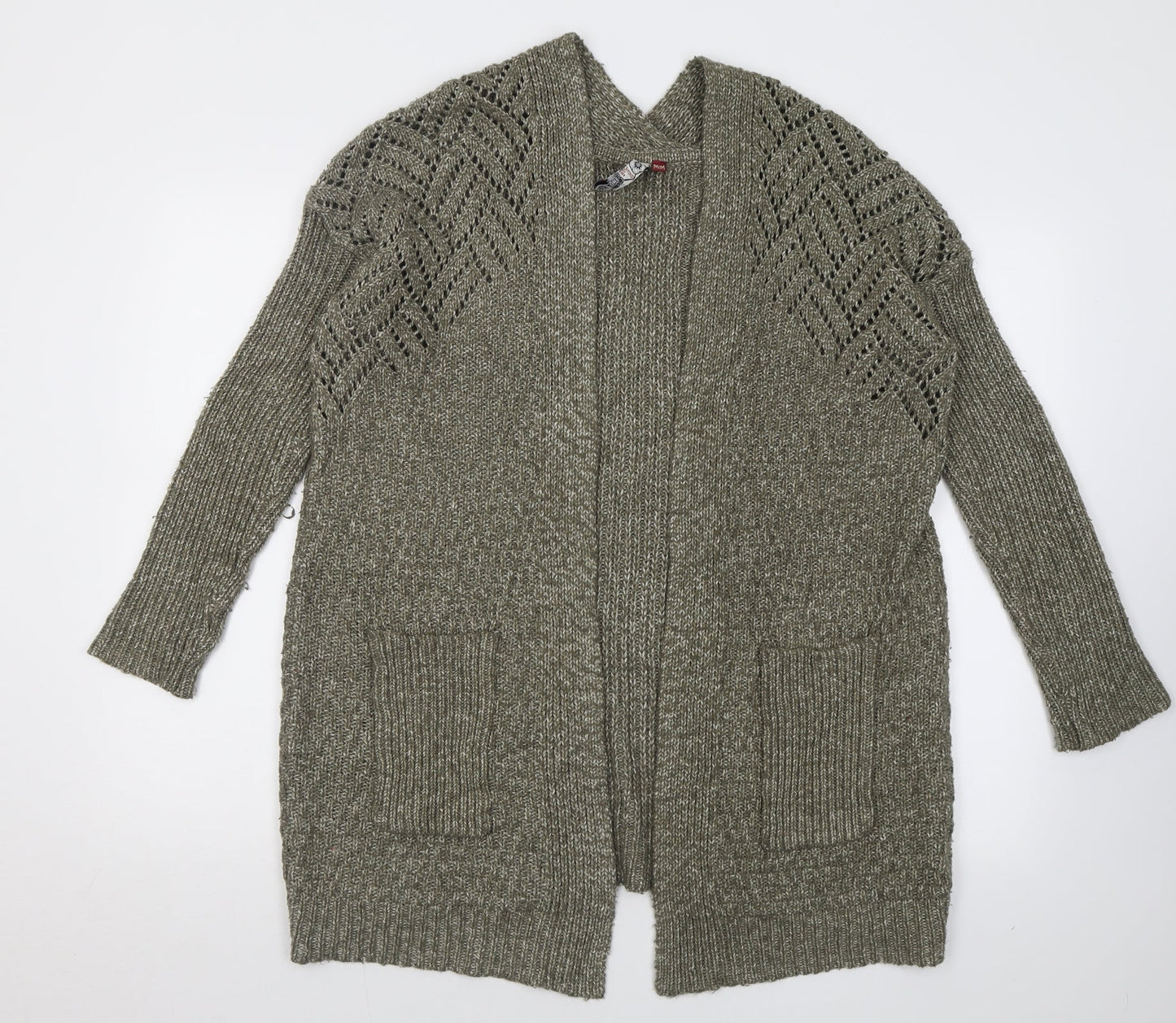3Stones Womens Brown V-Neck  Acrylic Cardigan Jumper Size M