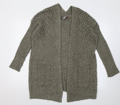 3Stones Womens Brown V-Neck  Acrylic Cardigan Jumper Size M