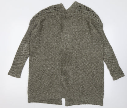 3Stones Womens Brown V-Neck  Acrylic Cardigan Jumper Size M