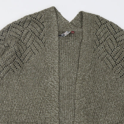 3Stones Womens Brown V-Neck  Acrylic Cardigan Jumper Size M
