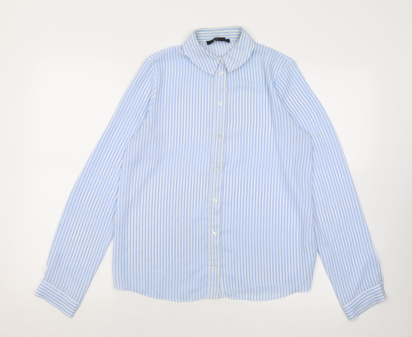 Womens UK Size 8 Atmosphere Blue Basic Button-Up