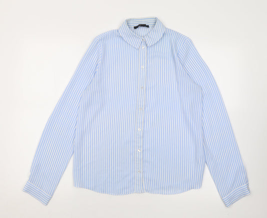 Womens UK Size 8 Atmosphere Blue Basic Button-Up