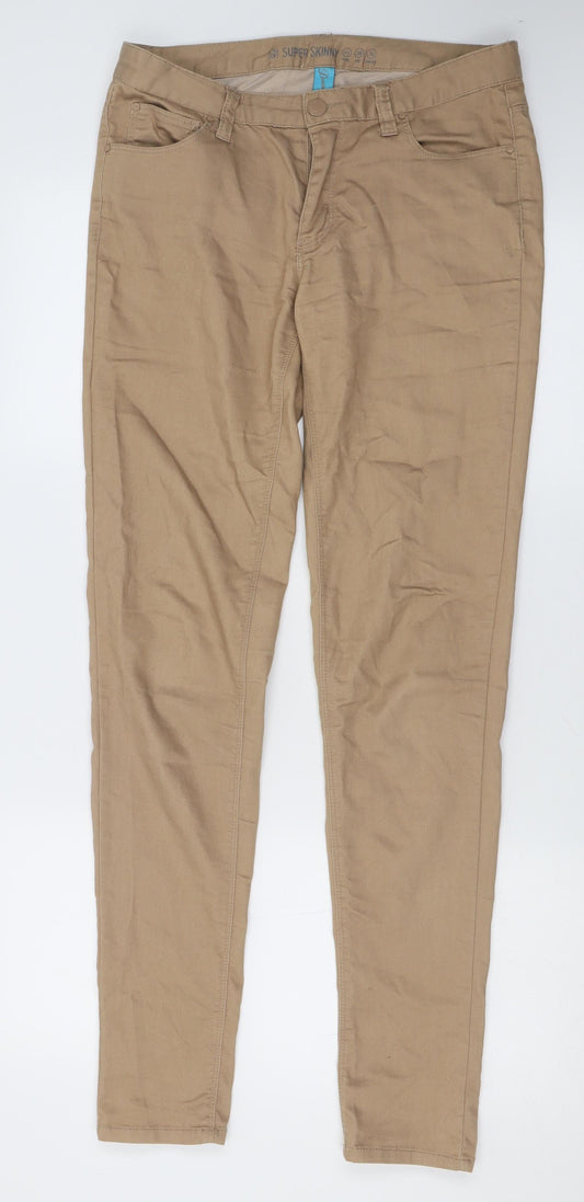 Primark Womens Brown  Cotton Skinny Jeans Size 10 L30 in Regular Button