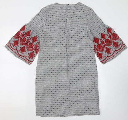 primrk Womens Black Striped Cotton A-Line  Size 8  Crew Neck Button