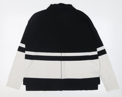 TU Womens Black High Neck Striped Polyamide Pullover Jumper Size 14