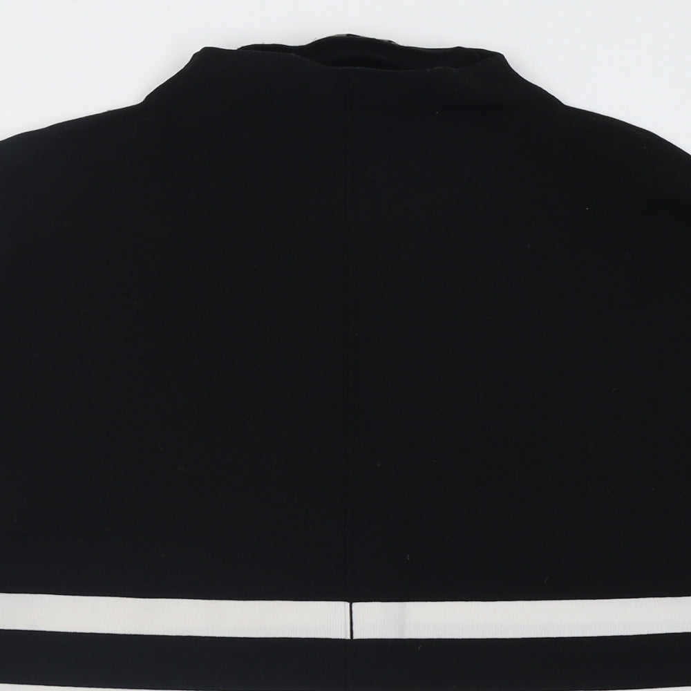 TU Womens Black High Neck Striped Polyamide Pullover Jumper Size 14