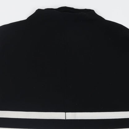 TU Womens Black High Neck Striped Polyamide Pullover Jumper Size 14