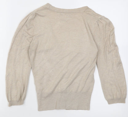 Atmosphere Womens Beige Crew Neck  Viscose Cardigan Jumper Size 8