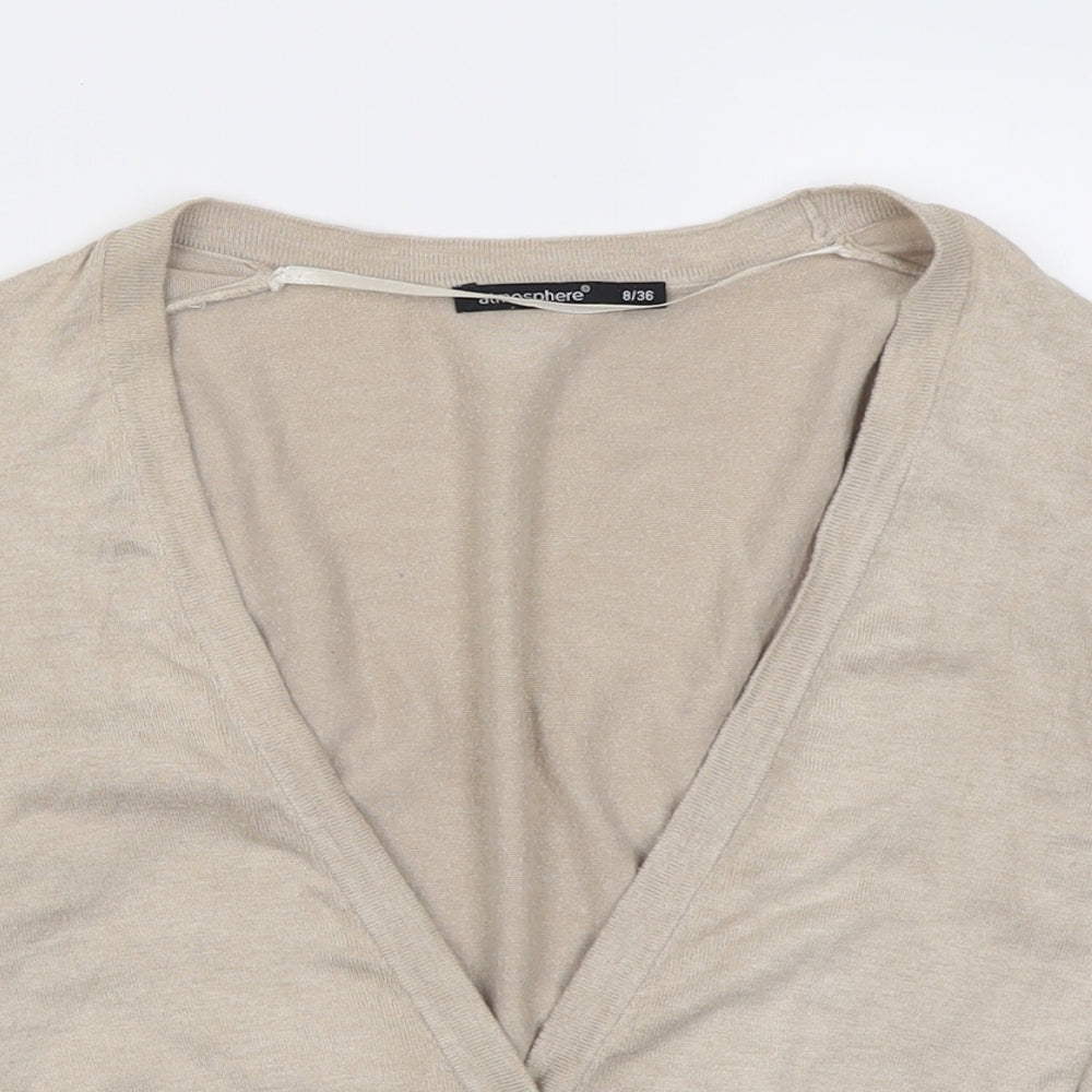 Atmosphere Womens Beige Crew Neck  Viscose Cardigan Jumper Size 8