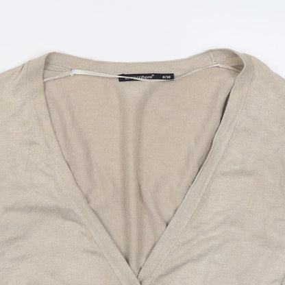 Atmosphere Womens Beige Crew Neck  Viscose Cardigan Jumper Size 8