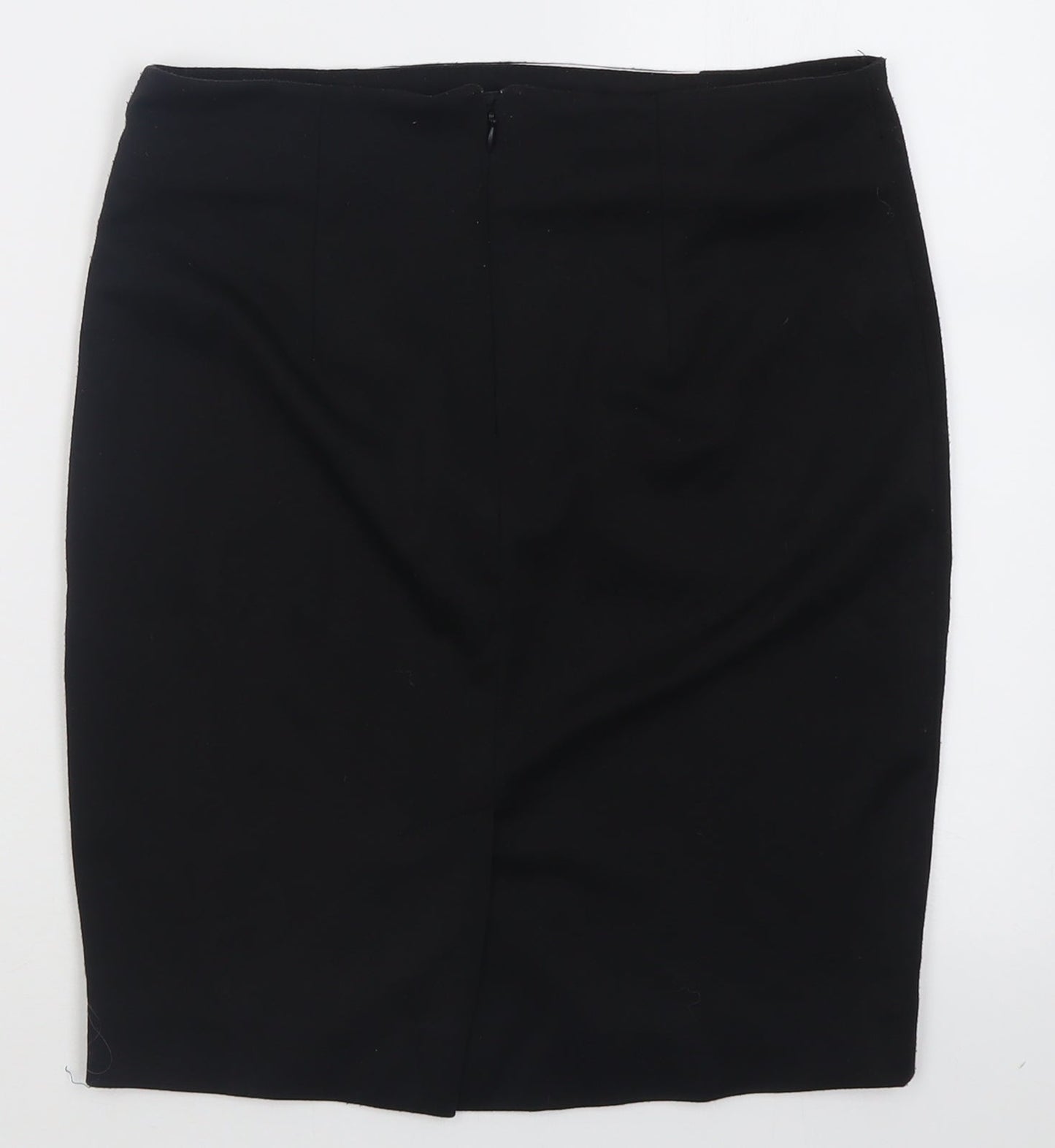 ET VOUS Womens Black Striped Polyester A-Line Skirt Size 10   Button