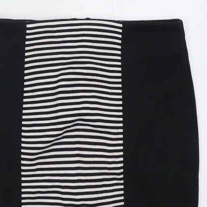 ET VOUS Womens Black Striped Polyester A-Line Skirt Size 10   Button