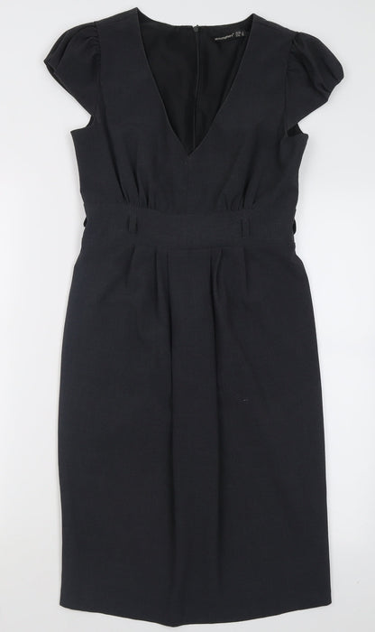 Atmosphere Womens Grey  Polyester A-Line  Size 8  V-Neck Zip