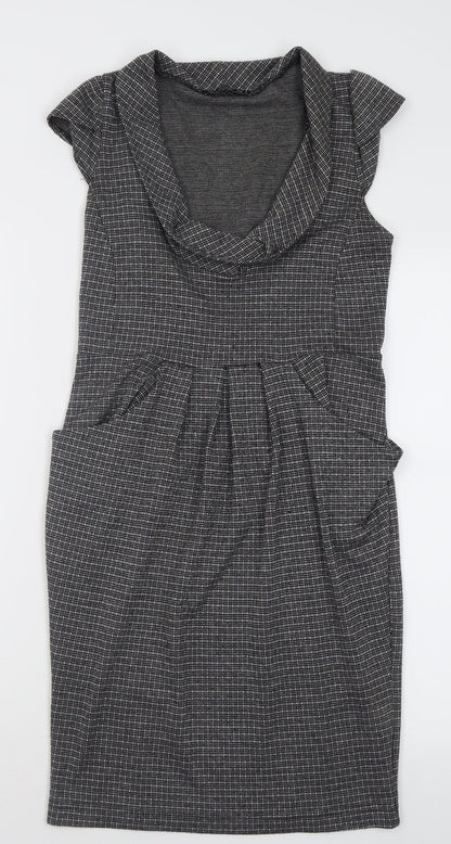 Atmosphere Womens Grey Check Polyester Bodycon  Size 8  Roll Neck Pullover