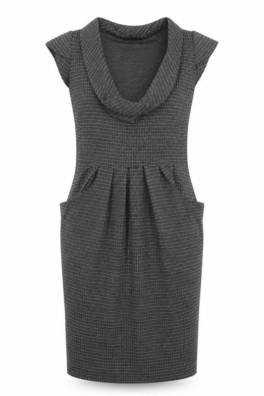 Atmosphere Womens Grey Check Polyester Bodycon  Size 8  Roll Neck Pullover