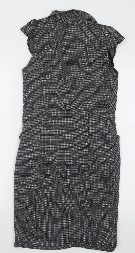 Atmosphere Womens Grey Check Polyester Bodycon  Size 8  Roll Neck Pullover