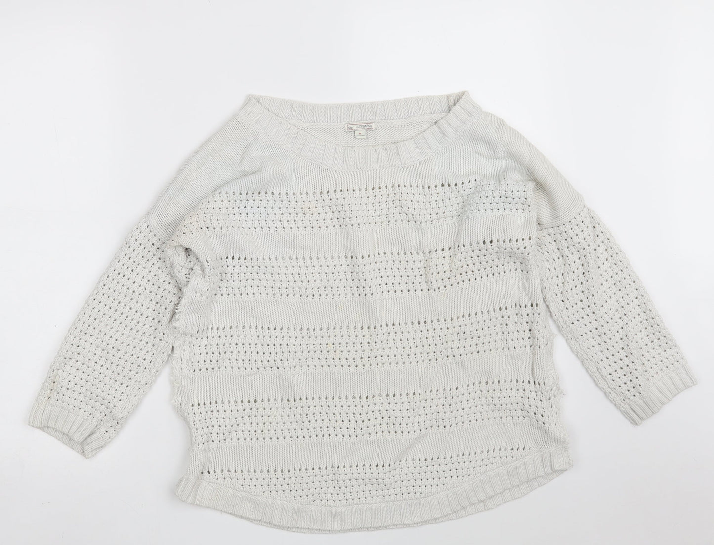 Gap Womens White Round Neck  Cotton Pullover Jumper Size M