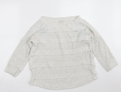 Gap Womens White Round Neck  Cotton Pullover Jumper Size M